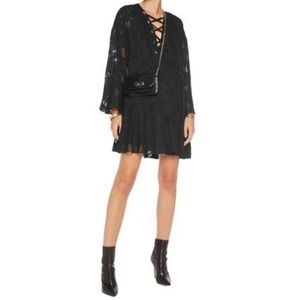 IRO Ralene lace up long sleeve black burnout chiffon size‎ 34 (XS)